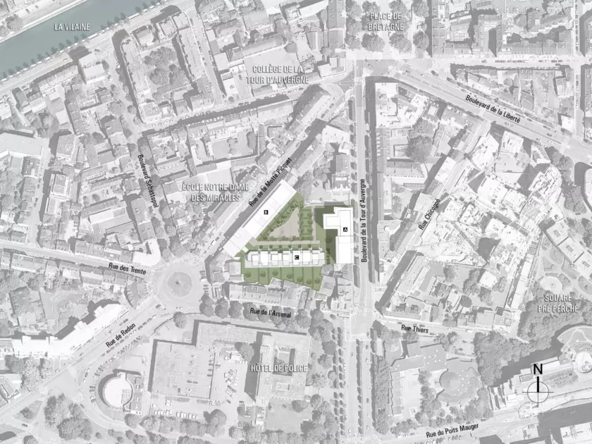 Golhen Associés - Tour d'Auvergne - Rennes - Plan Masse